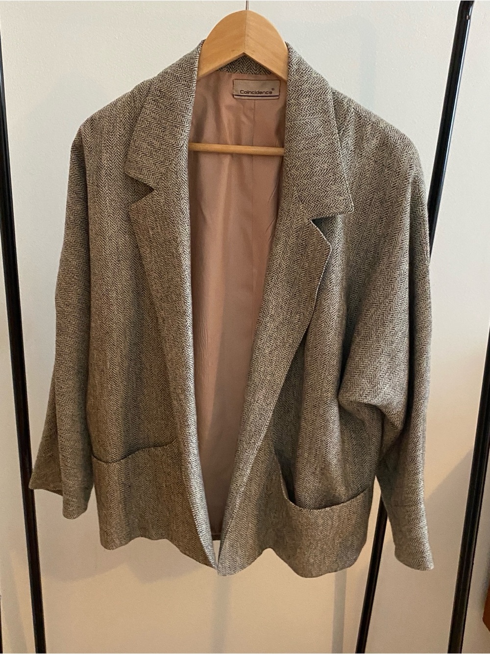 100% Wool Herringbone Blazer | Size M